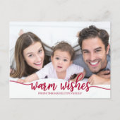 暖かい願い赤い書道写真クリスマス ポストカード (正面)