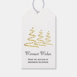 暖かい願い金ゴールドのアート様式化クリスマスツリー ギフトタグ