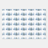 暖かい願い雪の覆われた常緑樹 ラッピングペーパーシート (正面)