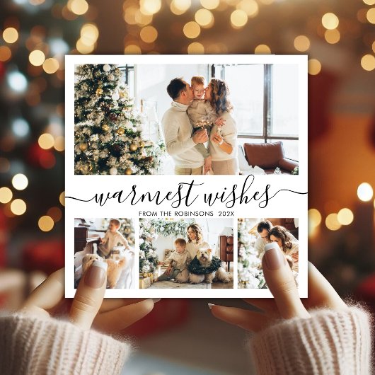 暖かい願い4写真エレガントコラージュクリスマス シーズンカード