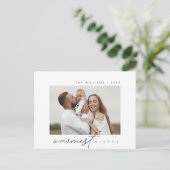 暖かい願い、クリスマスの挨拶、家族の写真 ポストカード (スタンド正面)