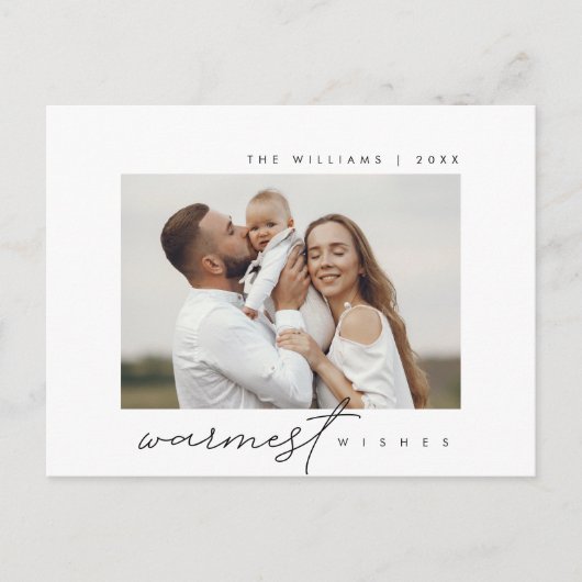 暖かい願い、クリスマスの挨拶、家族の写真 ポストカード (正面)