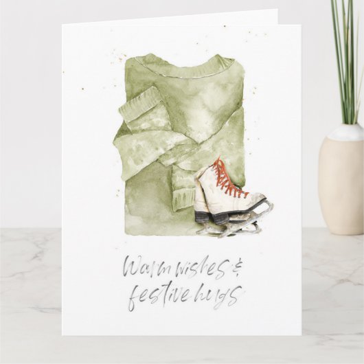 暖かい願い&フェスティバルハグスウォーターカラーカード カード (正面)