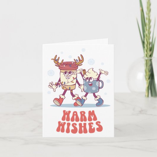 暖かい願い：レトロGroovyホリデーカード カード (正面)