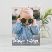 暖かい願い、休日の垂直フォトカード シーズンカード (スタンド正面)