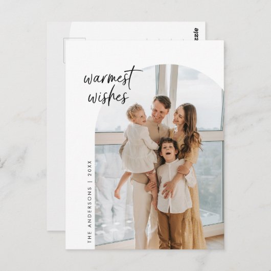 暖かい願い、家族写真、アーチのフレーム ポストカード (正面/裏面)