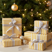 暖かい黄色と白のラッストライプのピング紙 ラッピングペーパー