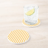 暖かい黄色と白の細いストライプ コースター (側面)