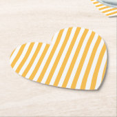 暖かい黄色と白の細いストライプ ペーパーコースター (アングル)