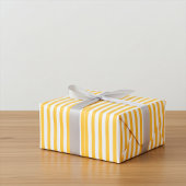 暖かい黄色と白の細いストライプ ラッピングペーパーシート