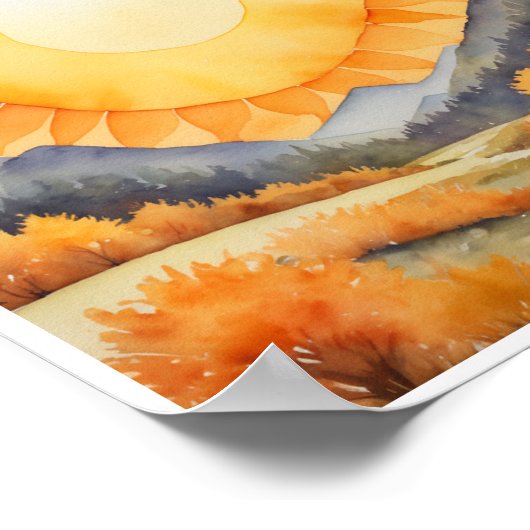 暖かい黄色のオレンジ色のポスターを放つ明るい蘇 ポスター (角)