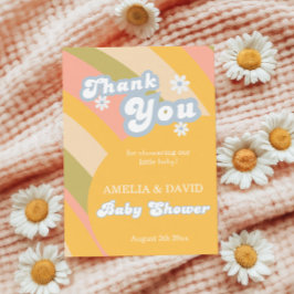 暖かい黄色のレトロありがとう鮮やかな署名 サンキューカード