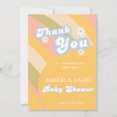 暖かい黄色のレトロありがとう鮮やかな署名 サンキューカード (正面)