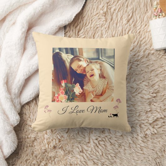 暖かい黄色の写真の母の日の装飾用クッション クッション (ブランケット)