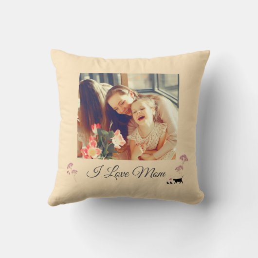 暖かい黄色の写真の母の日の装飾用クッション クッション (裏面)