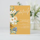 暖かい黄色の春ガーデンワイルドフラワー結婚ズ エンクロージャーカード (スタンド正面)