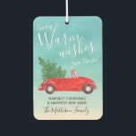 暖かい#Vintageレッドカー#Christmasカード代替品 カーエアーフレッシュナー<br><div class="desc">今年は「別のカードではない」を送りたいこのおもしろいを送信フロリダ車の空気フレッシュナーからクリスマスカードの代替として暖かい願い！それは我々のトロピカルなバージョンのトレンド赤いピックアップトラックの世界の雪の部分の我々の対応は、今年のホリデーシーズンを送っている。ヴィンテージ赤のコンバーチブルカーを搭載し、トップダウンで可能！ – クリスマスツリーは後ろの席に置かれ、とても暖かく熱帯のクリスマスお祝いに帰った。タイポグラフィは、おもしろい、フェスティバル、お洒落スクリプト、カスタマイズ可能で、上から下まで。このシーンは熱帯アクア海と砂浜ビーチシーンを舞台にしている。裏面は同じ背景画像を持ち、赤いコンバーチブルとツリーの小さなコピーに加え、あなたの家族の名前と年を再び。#tropicalて#Christmas!#WarmWishes</div>