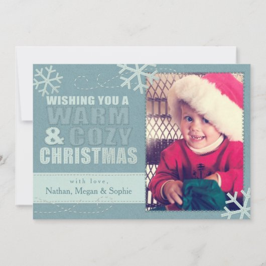 暖かくて居心地の良いフェイククリス感じ/刺繍されたカスタム シーズンカード (正面)