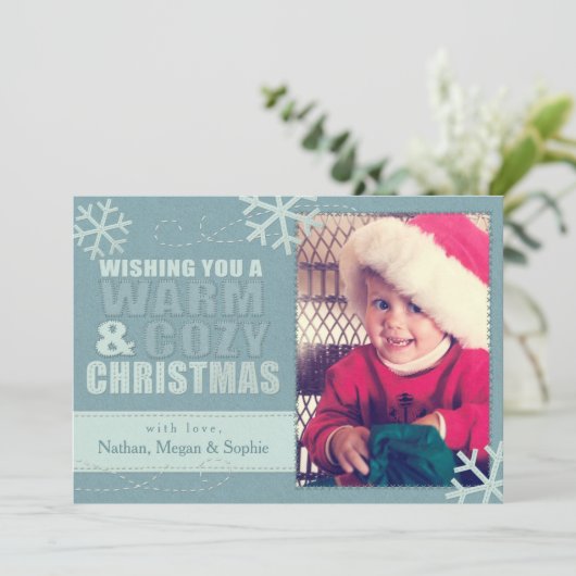 暖かくて居心地の良いフェイククリス感じ/刺繍されたカスタム シーズンカード (スタンド正面)