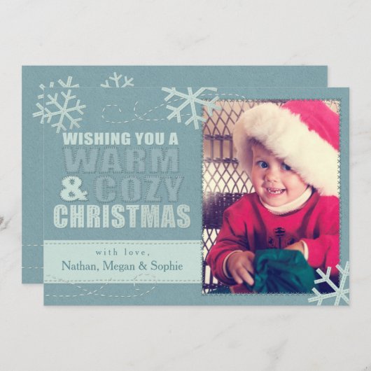 暖かくて居心地の良いフェイククリス感じ/刺繍されたカスタム シーズンカード (正面/裏面)