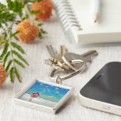 暖かくとどまる掘っ建て小屋の小屋のおもしろいのロマンチックな芸術を愛して下さい キーホルダー (側面)