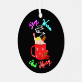 暖かくシナモンの雪メリー片クリスマス メタルオーナメント (正面左)