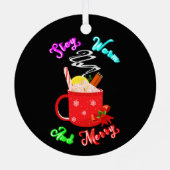 暖かくシナモンの雪メリー片クリスマス メタルオーナメント (裏面)