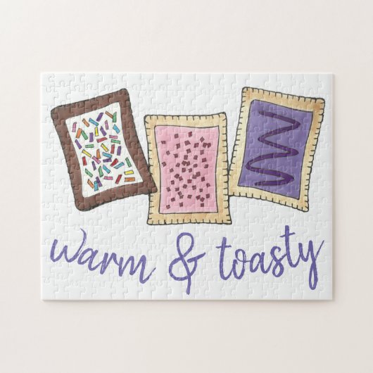 暖かくトースト風の朝食トースターペーストリージャンクフード ジグソーパズル (横)