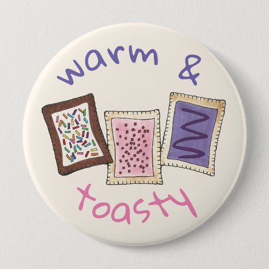 暖かくトースト風の朝食トースターペーストリージャンクフード 缶バッジ (正面)