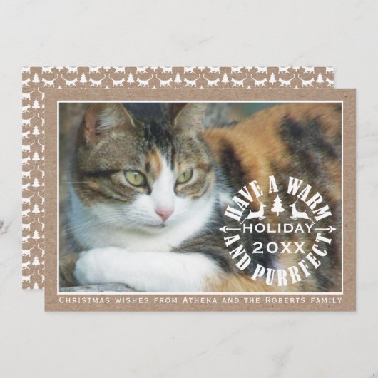 暖かくパーフェクトな休日のペットのクリスマスを持っている シーズンカード (正面/裏面)