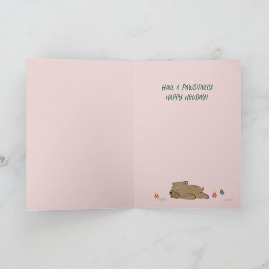 暖かくファジーなウィッシュズドッグホリデーカード カード (内部)