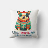 暖かくファジーなクリスマス犬 クッション (裏面)