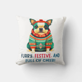 暖かくファジーなクリスマス犬 クッション