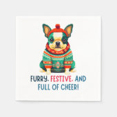 暖かくファジーなクリスマス犬 スタンダードカクテルナプキン (正面)