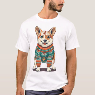 暖かくファジーなクリスマス犬 Tシャツ