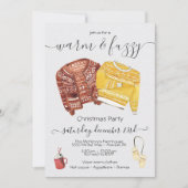 暖かくファジーなセーターホリデークリスマスパーティー 招待状 (正面)