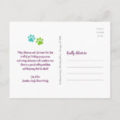 暖かくファジーなペット新年の写真タイポグラフィプラム シーズンポストカード (裏面)