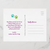 暖かくファジーなペット新年の写真ティール(緑がかった色)実在金ゴールド 箔シーズンポストカード (裏面)