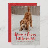 暖かくファジーな休日を願うペットのクリスマスカード シーズンカード (正面/裏面)