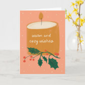 暖かく居心地の良いウィッシュズキャンドルホリデーグリーティングカード カード (黄色い花)