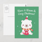暖かく居心地の良いクリスマスのホッキョクグマを持っている ポストカード (正面/裏面)