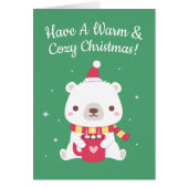暖かく居心地の良いクリスマスの極熊の挨拶をする (正面)