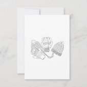 暖かく居心地の良いスキー冬のウェディングビーニーとミトン 出欠カード (正面)