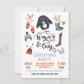 暖かく居心地の良い冬のパーティークリスマスの服 招待状 (正面)