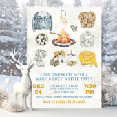 暖かく居心地の良い冬のパーティークリスマス焚き火 招待状