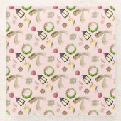 暖かく居心地の良い冬 ガラスコースター (正面)