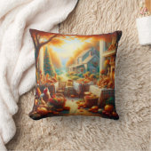 暖かく居心地の良い感謝祭の集まり クッション (ブランケット)