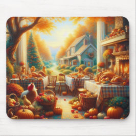 暖かく居心地の良い感謝祭の集まり マウスパッド