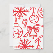 暖かく居心地の良い手描きドードルフォトクリスマスカード 招待状 (裏面)