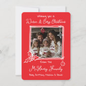 暖かく居心地の良い手描きドードルフォトクリスマスカード 招待状 (正面)